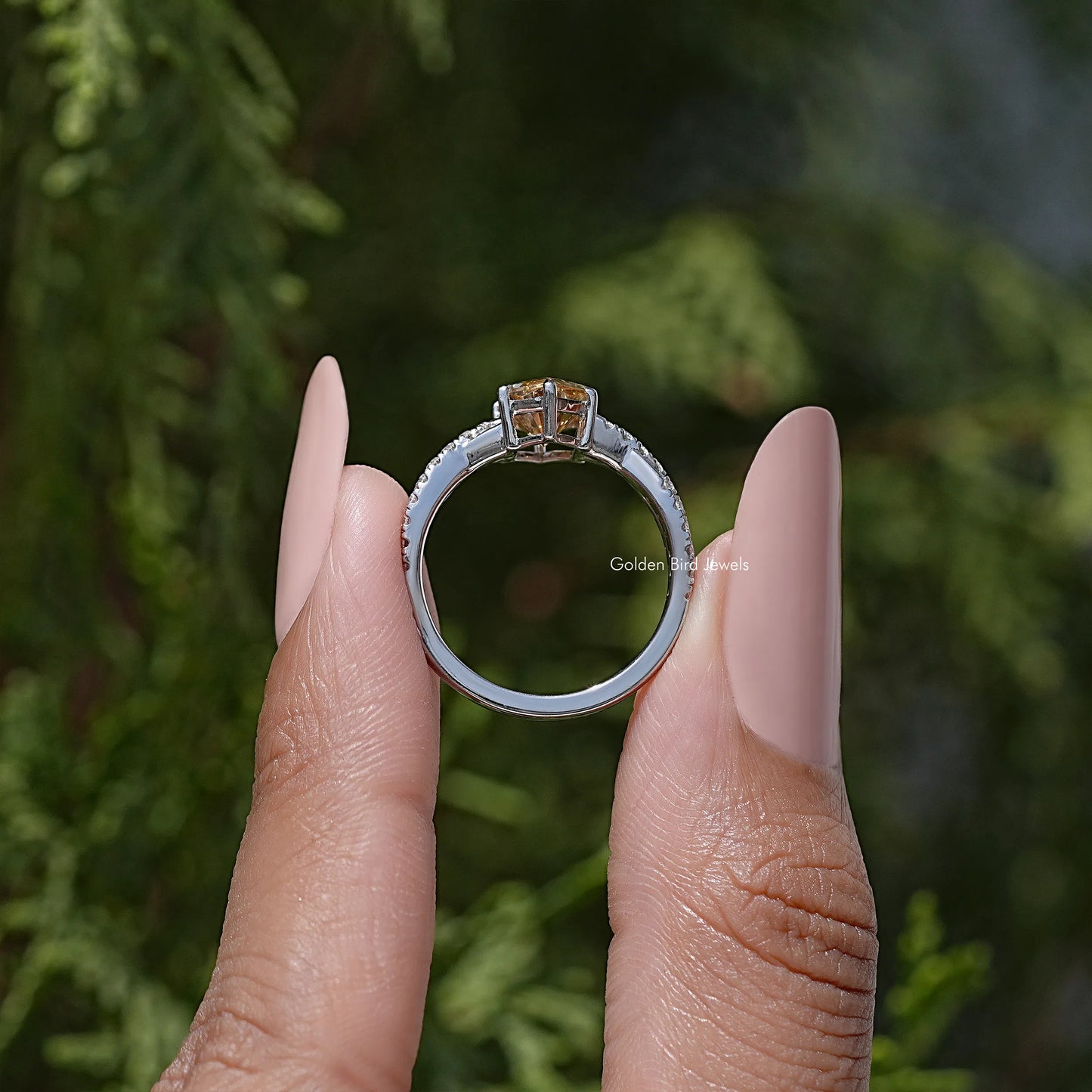 Dutch Marquise Moissanite Gemstone Twisted Shank Accent Ring