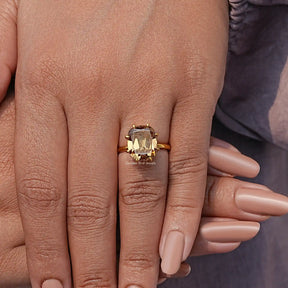 Champagne Old Mine Cushion Moissanite Engagement Ring