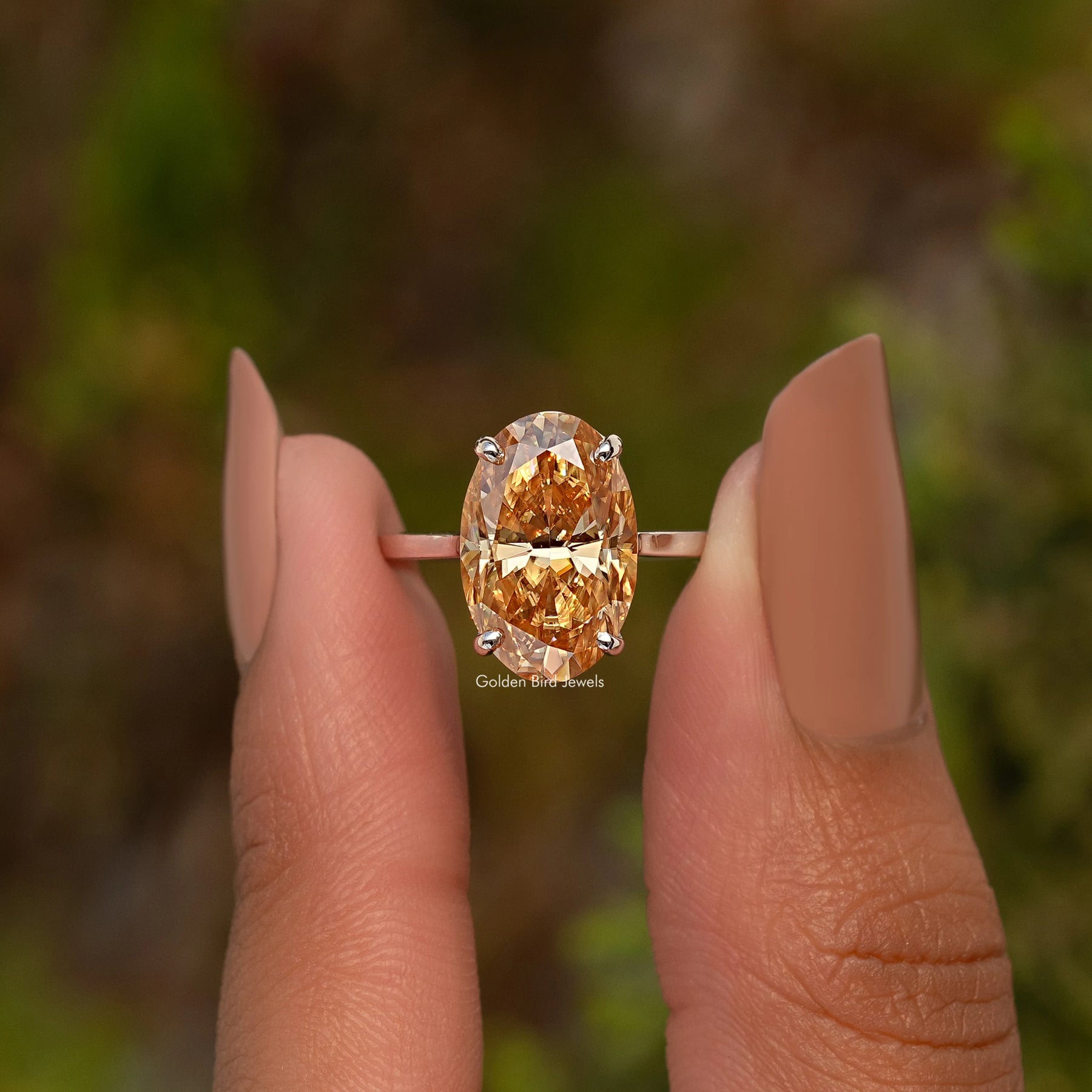 Champagne Oval Shape Moissanite Ring