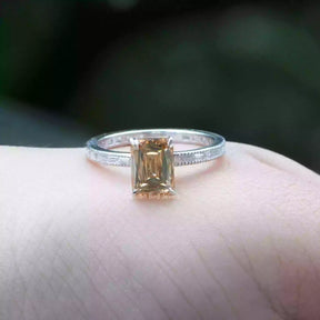 [Champagne Criss And Baguette Cut Accent Stone Ring]-[Golden Bird Jewels]