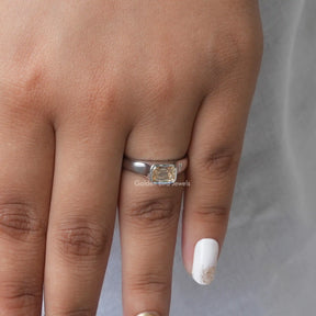 View of Criss Cut Moissanite Engagement Ring In White Gold
