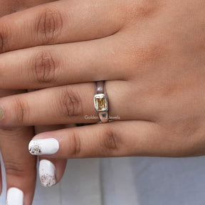 [Criss Cut Moissanite Engagement Ring In 14k White Gold]-[Golden Bird Jewels]