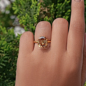 Champagne Old Mine Cushion Moissanite Engagement Ring