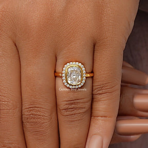 Cushion Old Mine Cut Halo Moissanite Set Ring