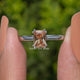 Citrine Orange Emerald Gemstone Solitaire Ring