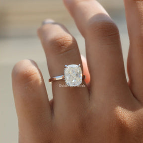 Elongated Cushion Lab Diamond Hidden Halo Ring