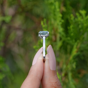 Elongated Cushion Moissanite Hidden Halo Ring
