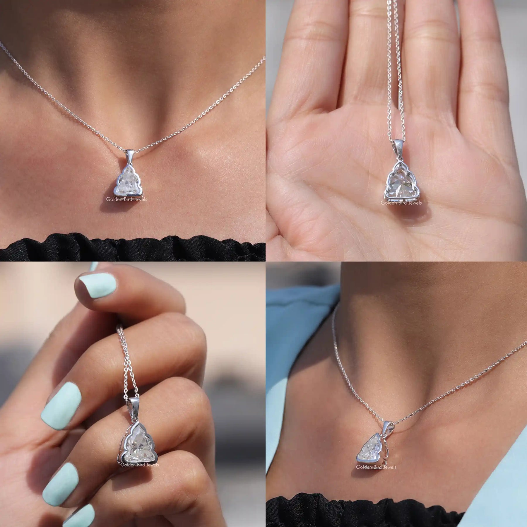 Bezel set moissanite necklace on sale