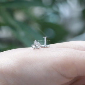 Front and back view of marquise cut earrings