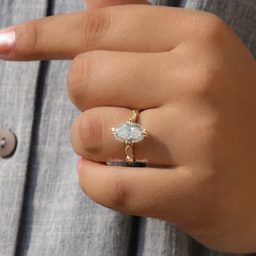 Moissanite Moval Cut Engagement Ring In Yellow Gold