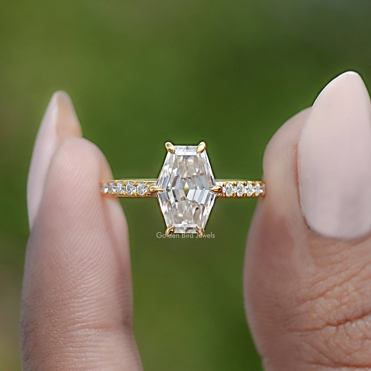 Old Mine Lozenge Cut Moissanite Engagement Ring