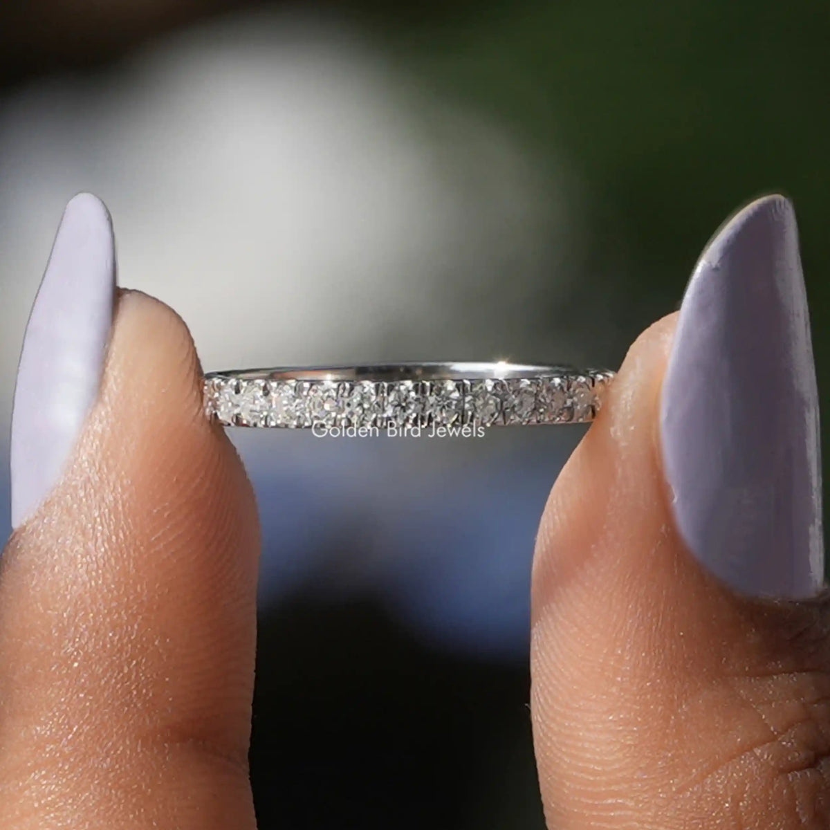 [Colorless Round Cut Moissanite Eternity Band]-[Golden Bird Jewels]