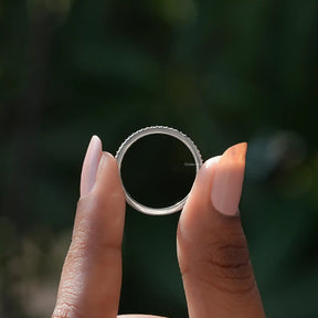 [White Gold Round Cut Eternity Band]-[Golden Bird Jewels]