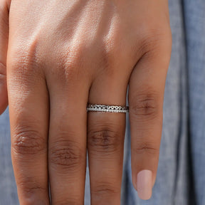 [Moissanite Round Stacking Band In White Gold]-[Golden Bird Jewels]