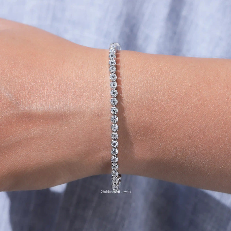Colorless Round Cut Moissanite Tennis Bracelet