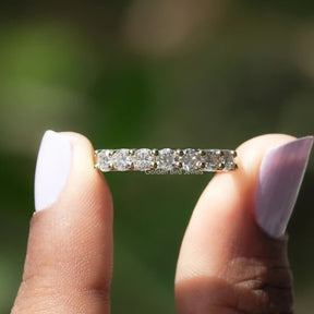 [Round Cut Moissanite Half Eternity Band]-[Golden Bird Jewels]