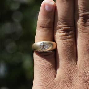 Colorless Step Cut Pear Vintage Moissanite Men's Ring