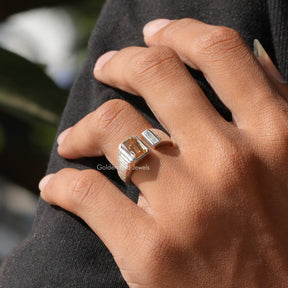 View of Toi Et Moi Criss And Baguette Cut Ring In White Gold