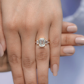 Criss Cut Moissanite Three Stone Ring