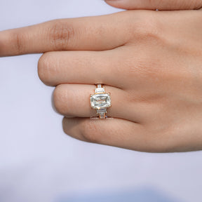 Criss Cut Moissanite Three Stone Ring