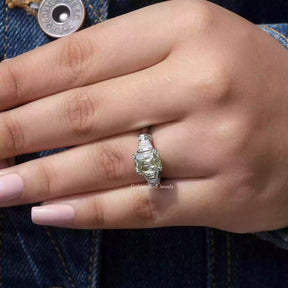 [Criss Cut Moissanite Engagement Ring]-[Golden Bird Jewels]