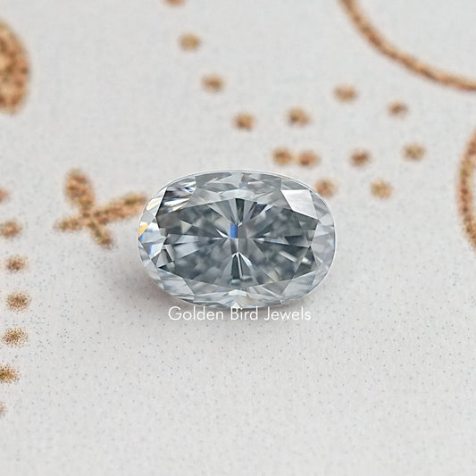 Grey Crushed Ice Oval Moissanite Gemstone