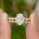 Crushed Ice Oval Cut Moissanite Bridal Ring Set