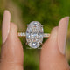 Crushed Ice Oval Cut Moissanite Solitaire Ring