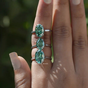 [This oval cut moissanite solitaire ring set in 18k white gold]-[Golden Bird Jewels]