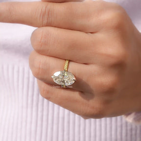 Detailed View Of Moissanite Crushed Ice Accent Stone Ring In White Gold