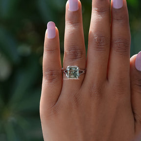 Crushed Ice Radiant Moissanite Engagement Ring