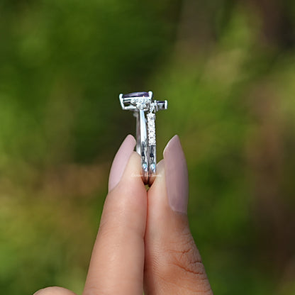Pear Cut Gemstone Bridal Ring Set