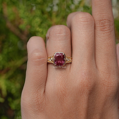 Cushion Alexandrite Gemstone Accent Stone Ring