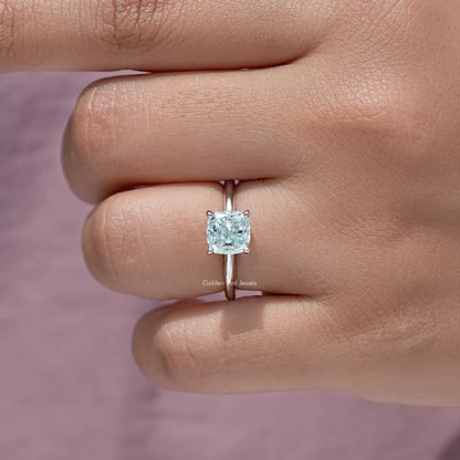 Cushion Moissanite Gemstone Hidden Halo Ring