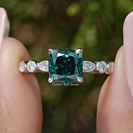 Cushion Moissanite Gemstone Engagement Ring