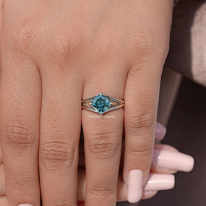 Cushion Moissanite Gemstone Split Shank Wedding Ring