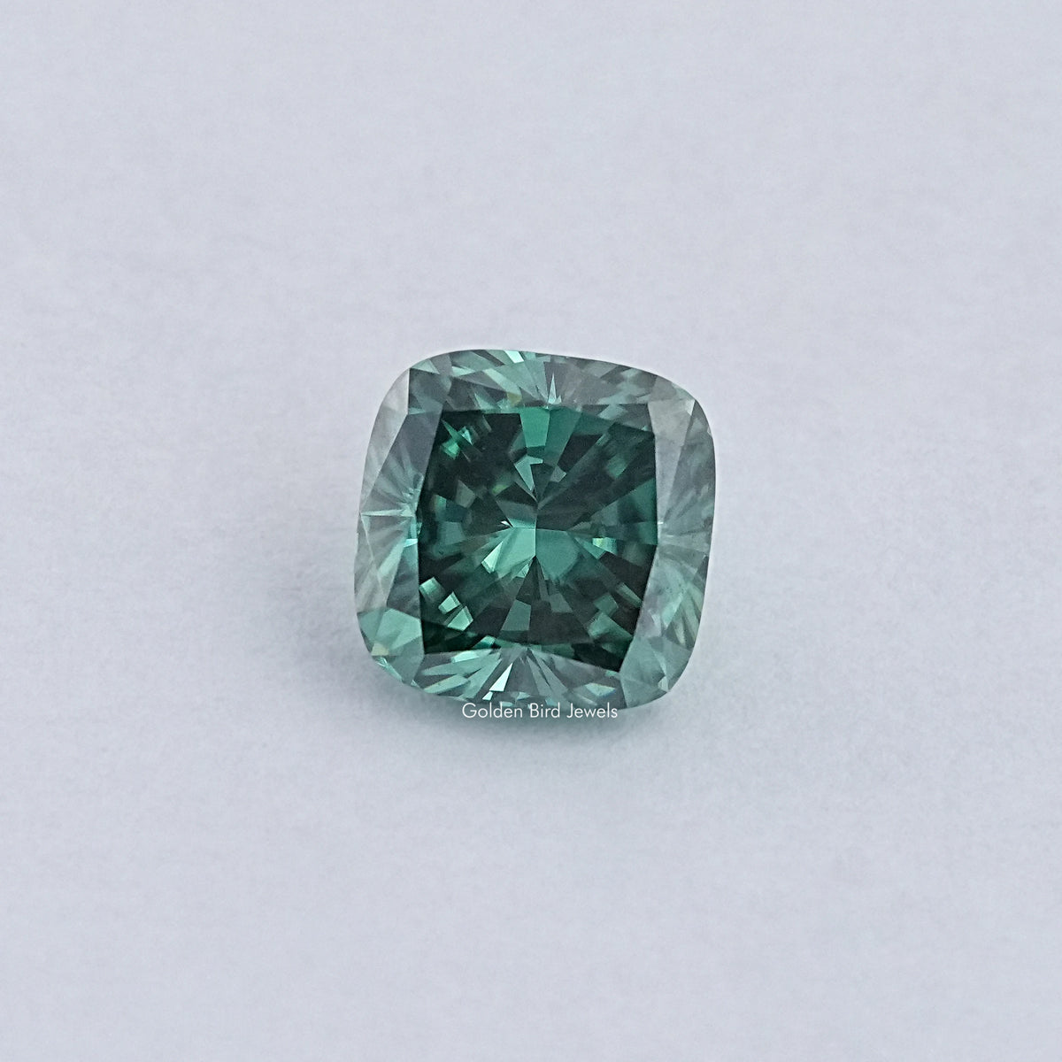 Dark green cushion-cut moissanite loose stone
