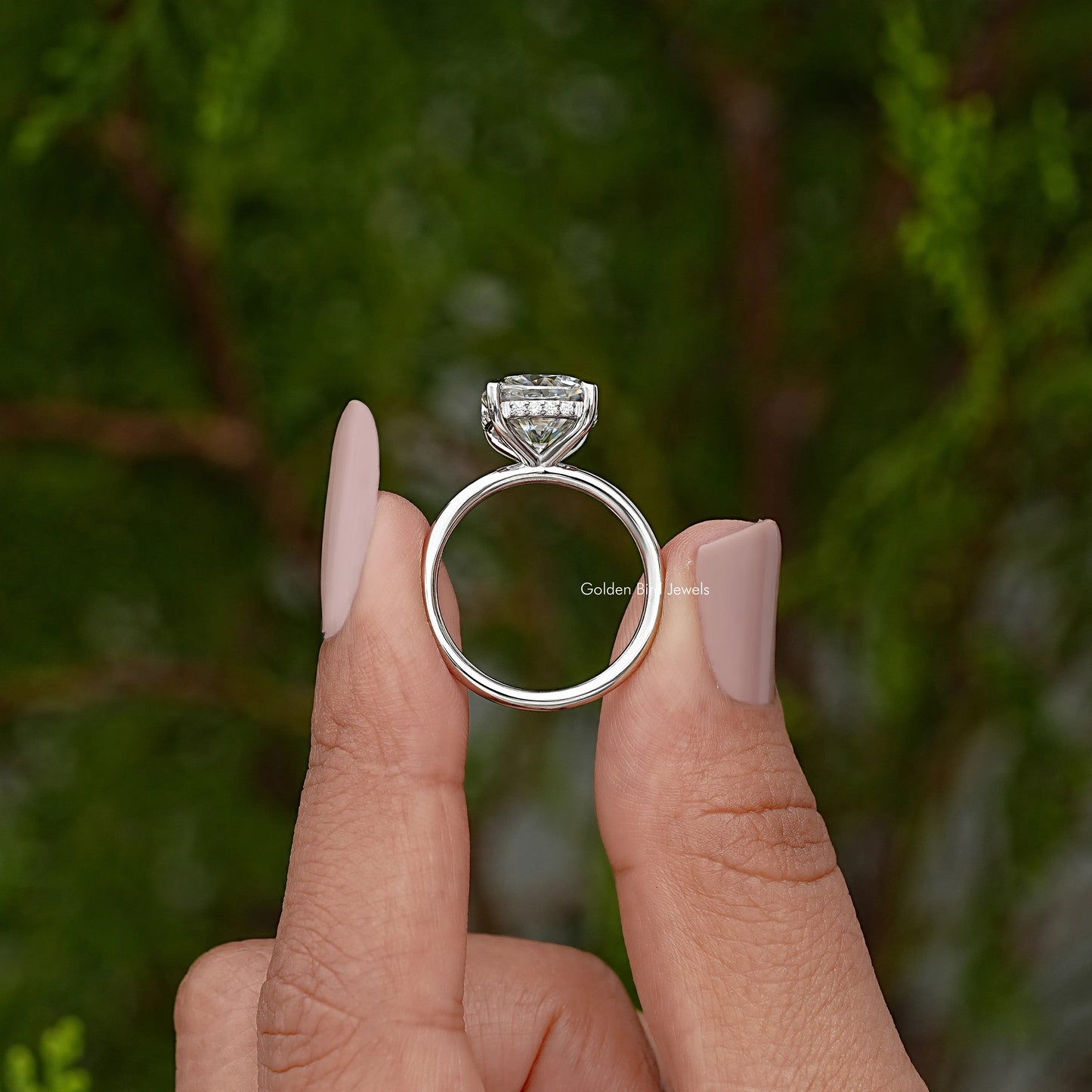 Cushion Cut Moissanite Solitaire Engagement Ring