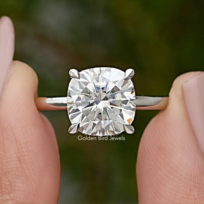 Cushion Cut Moissanite Solitaire Engagement Ring