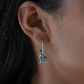 Cushion And Round Moissanite Dangle Drop Earrings