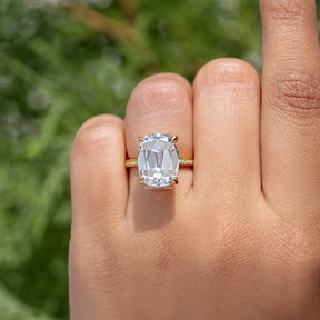 Old Mine Long Cushion Cut Accent Stone Engagement Ring