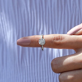 Cushion Cut Lab Diamond Hidden Halo Ring