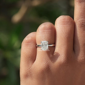 View of Diamond Cushion Cut Engagement Ring In White Gold