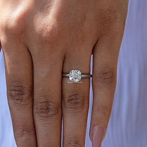 Cushion Cut Lab Diamond Hidden Halo Ring