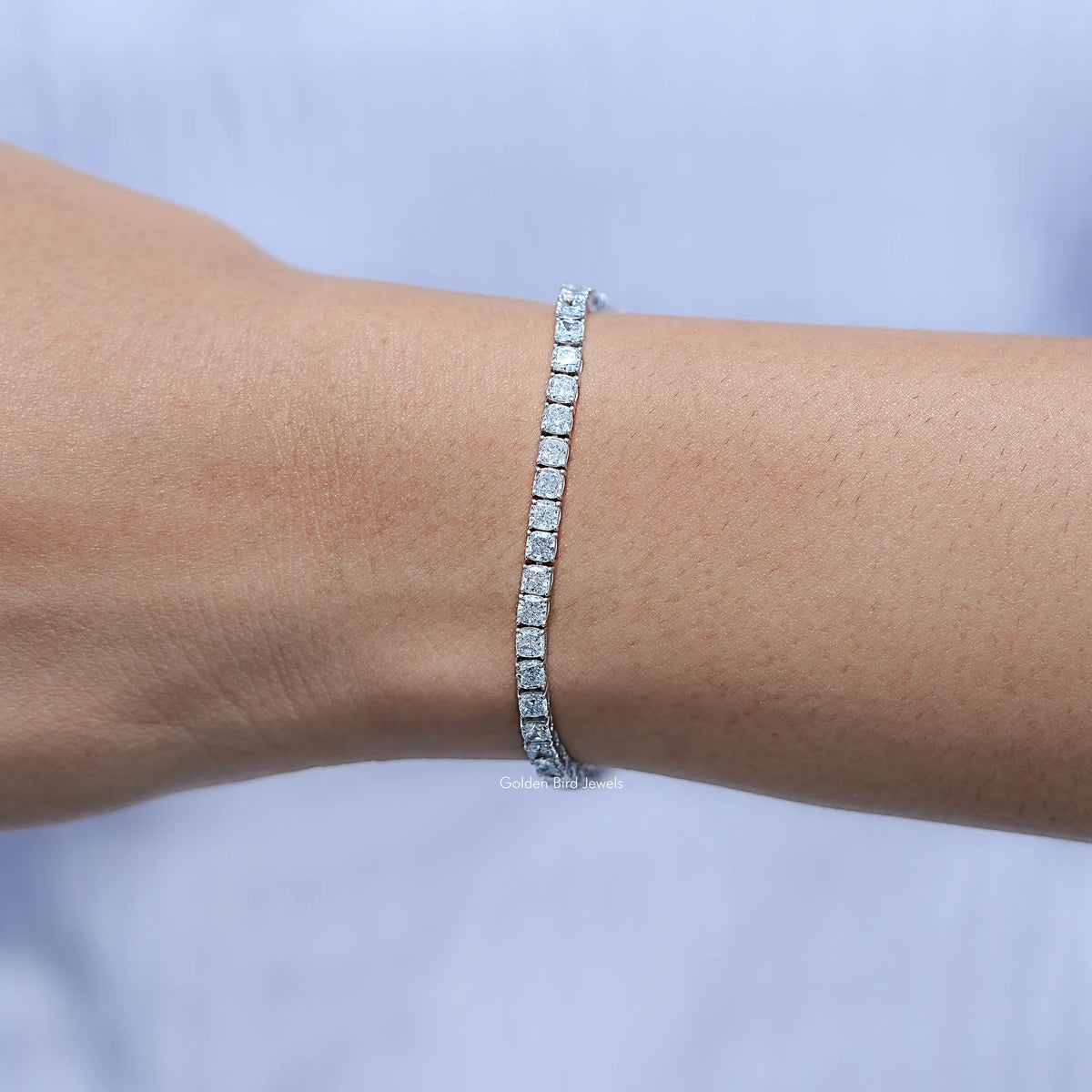 Cushion Cut Lab Grown Diamond Tennis Bracelet