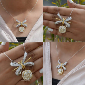 Front back side and close view of moissanite halo pendant 