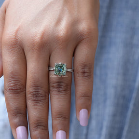 Step Cut Cushion Moissanite Solitaire Ring