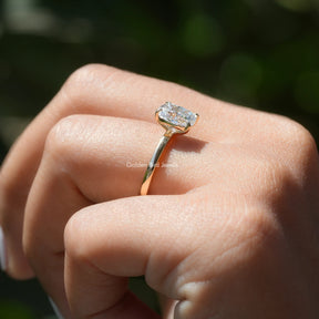 [Cushion Cut Solitaire Moissanite Ring Made Of Prong Setting]-[Golden Bird Jewels]