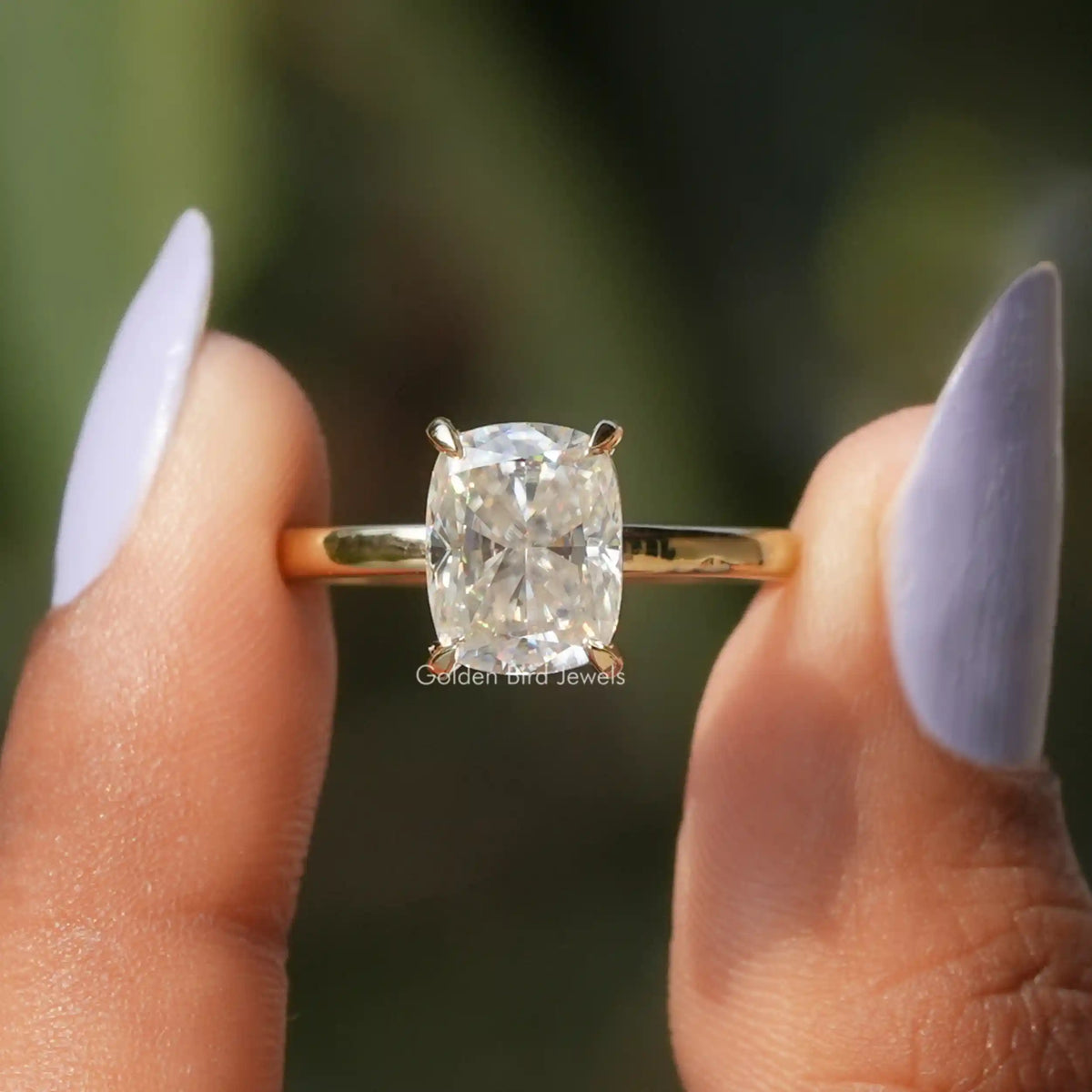 Elongated Cushion Cut Moissanite Engagement Ring