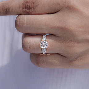 Cushion Cut Lab Diamond Five Stone Ring